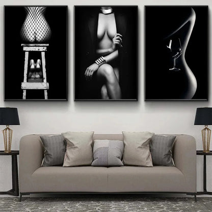 tasteful black and white nude figure canvas wall art