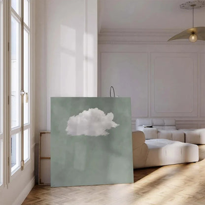 sage green cloud abstract square unframed canvas