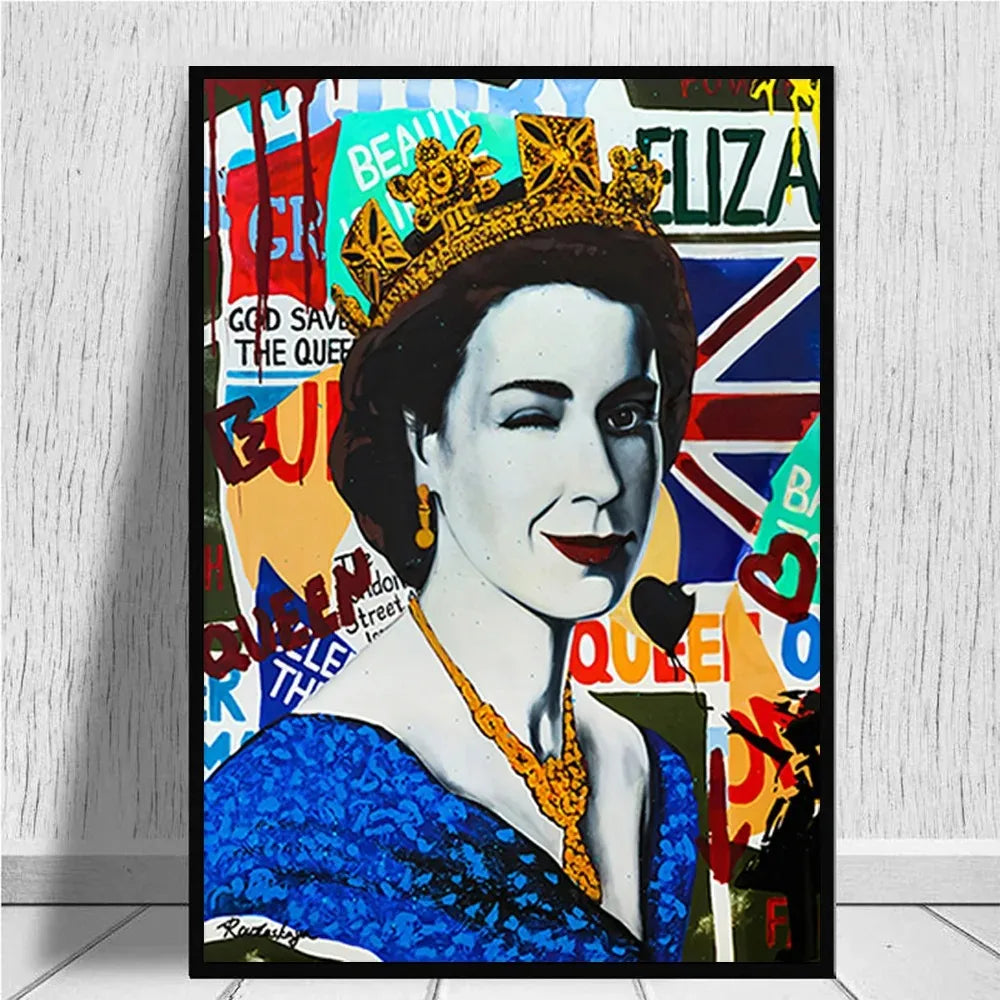 Queen Elizabeth Pop Graffiti Canvas Print