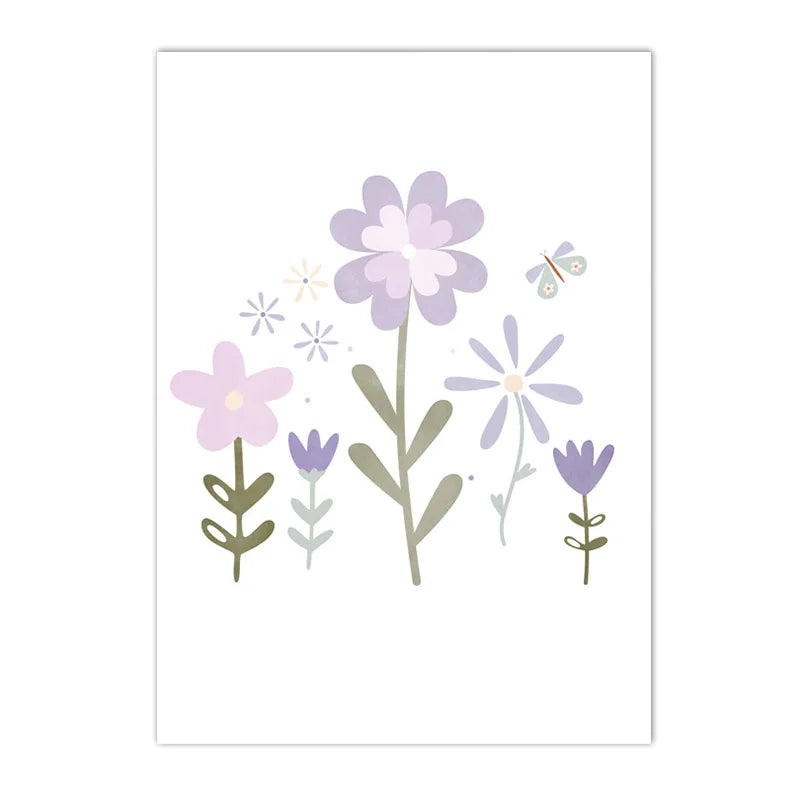 purple floral butterfly nursery canvas with custom baby name