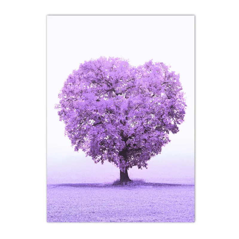 lavender dreamscape canvas with tree blossoms flower girl door bike and car