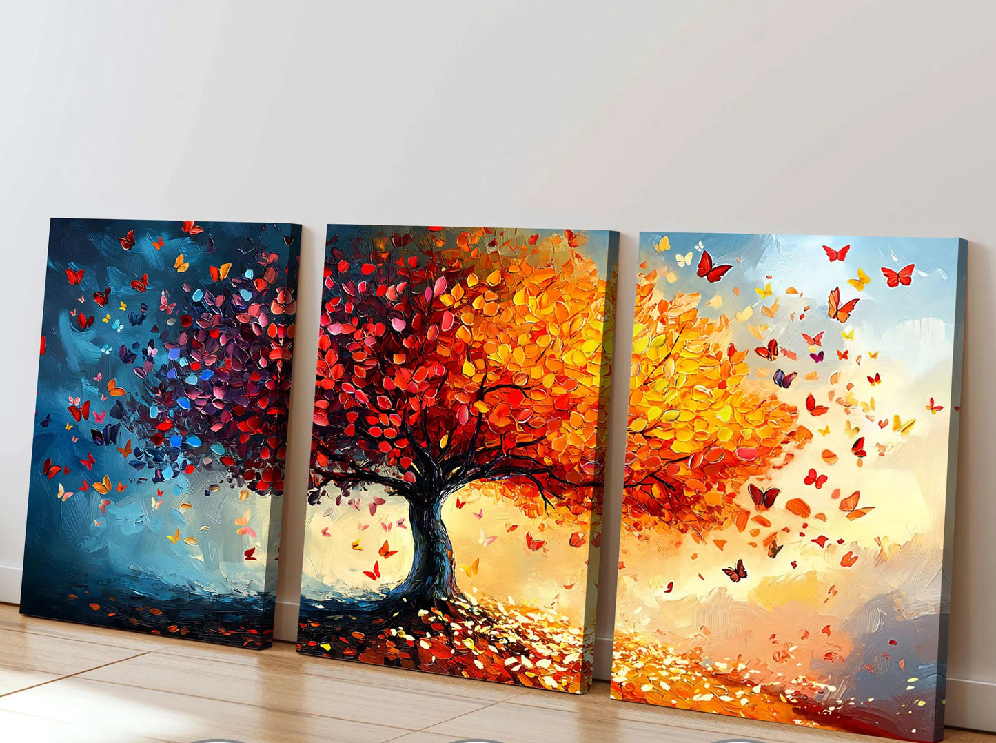 Colourful Tree of Life Canvas - Set Of 3