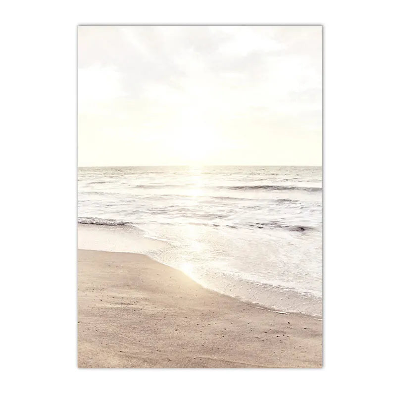 beige coastal collage with starfish shells boat bike and horse