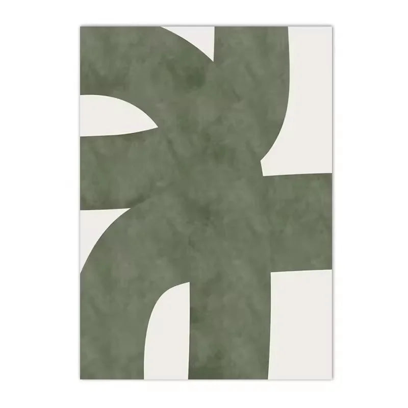 mid century green organic lines minimalist unframed canvas