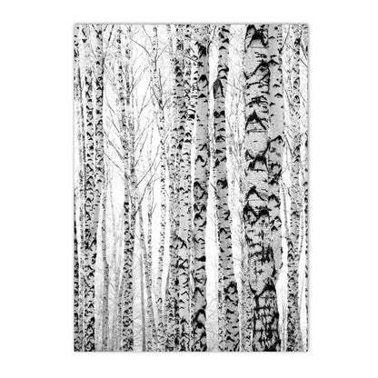black and white foggy forest canvas with tree branch and deer