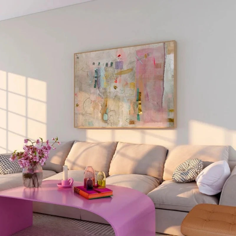 large minimalist textured pastel multicolor abstract unframed canvas