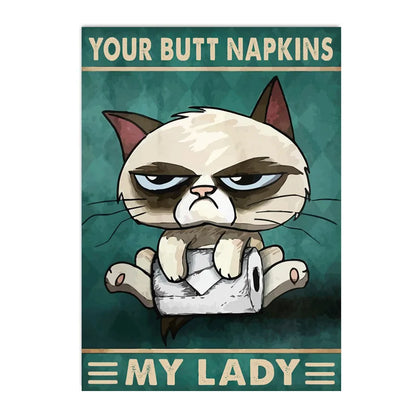 funny black cat are you pooping bathroom canvas sign