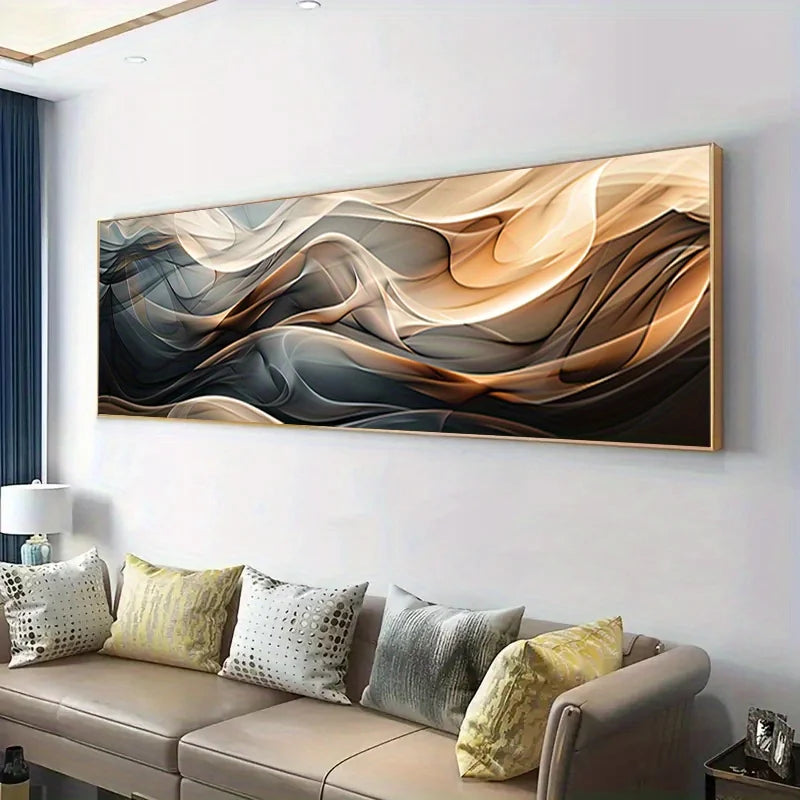 modern abstract wave frameless minimal canvas