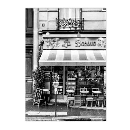 black and white fashion woman holding drink canvas wall art