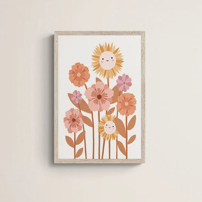 colorful boho rainbow sun cloud flower nursery canvas
