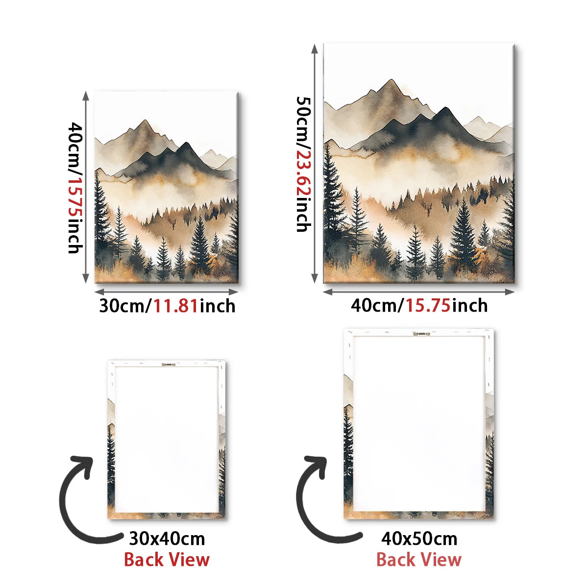 Romantic Trees & Mountains Landscape Canvas - Set Of 3