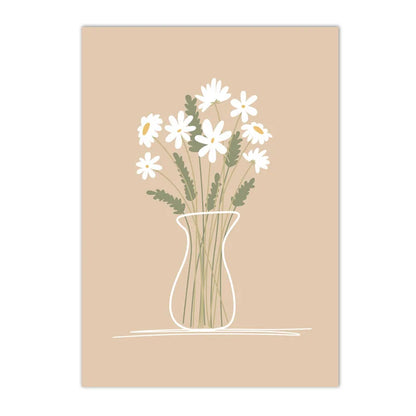minimalist line drawing of a daisy botanical canvas