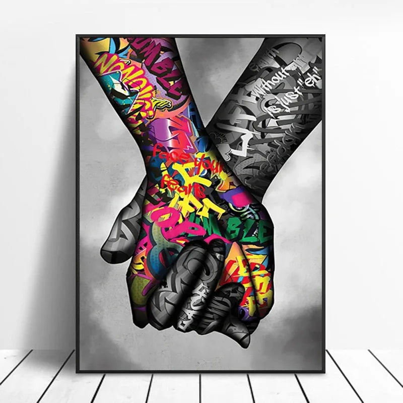 Street Graffiti Gestures Canvas Wall Art