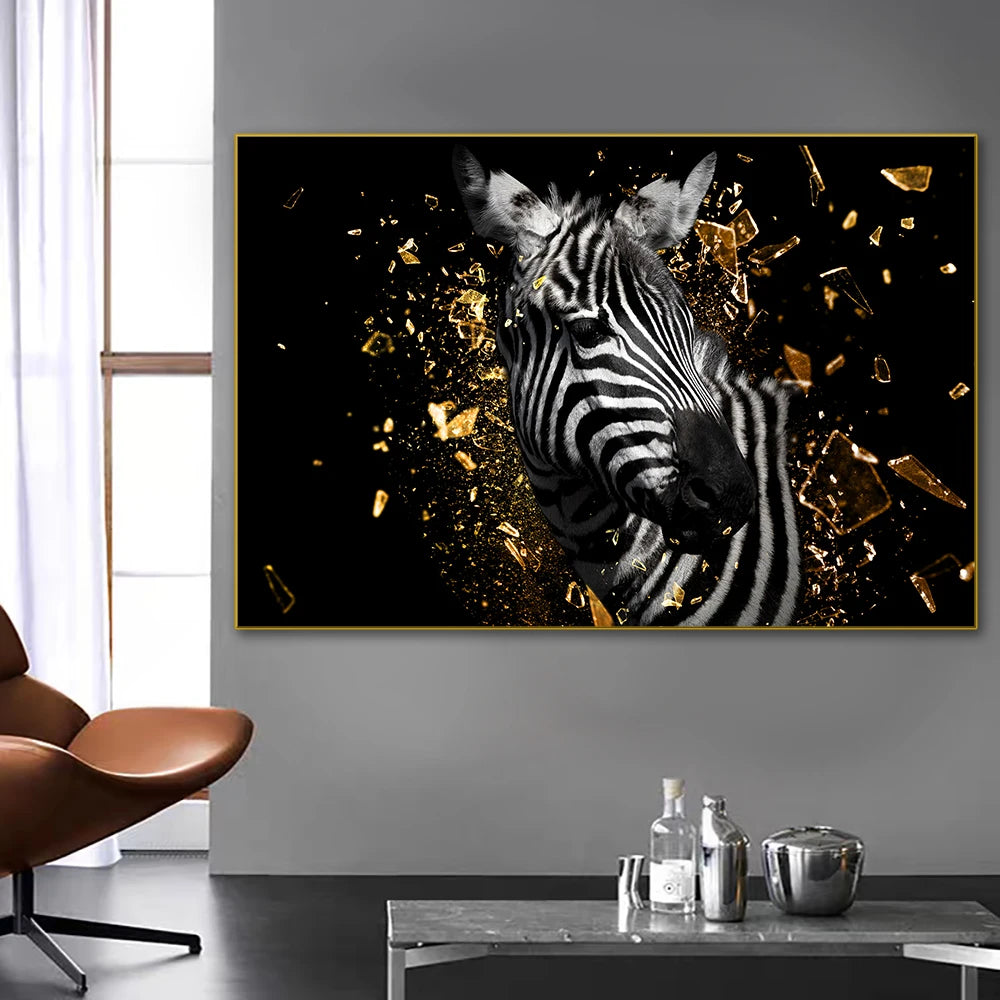 Modern Black Lion & Safari Animals Canvas