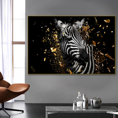 Modern Black Lion & Safari Animals Canvas