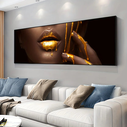luxury pop art lips with fashion woman canvas wall art