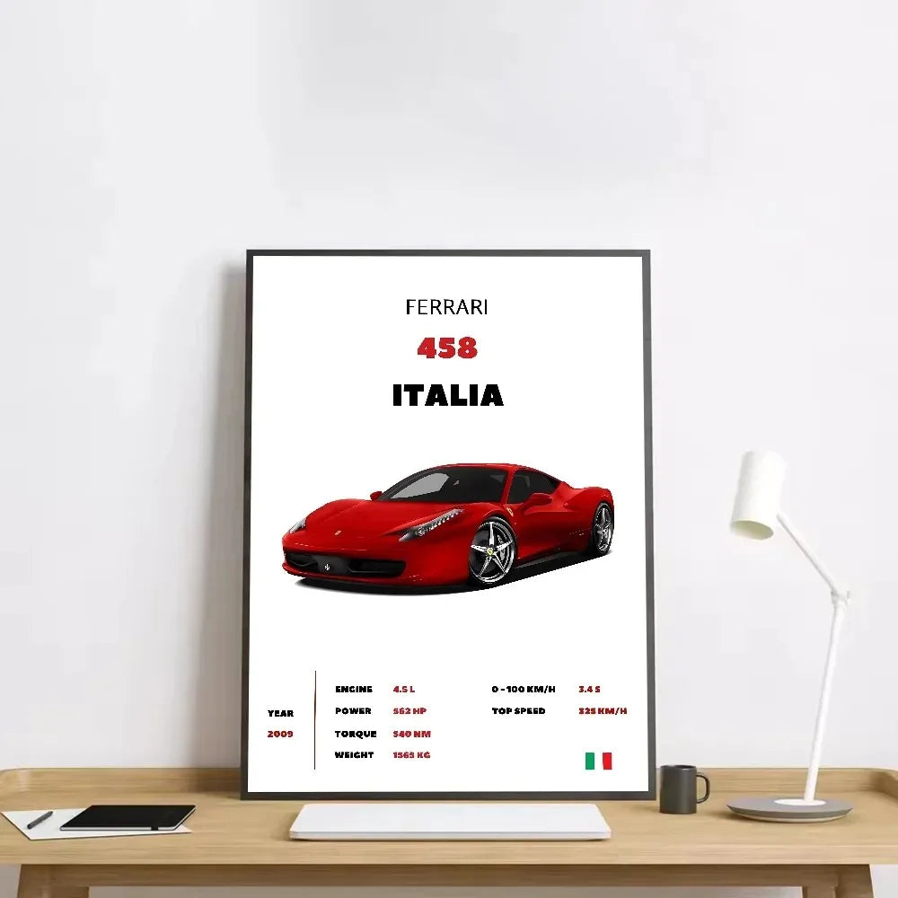 Classic red Italian sports car canvas wall art