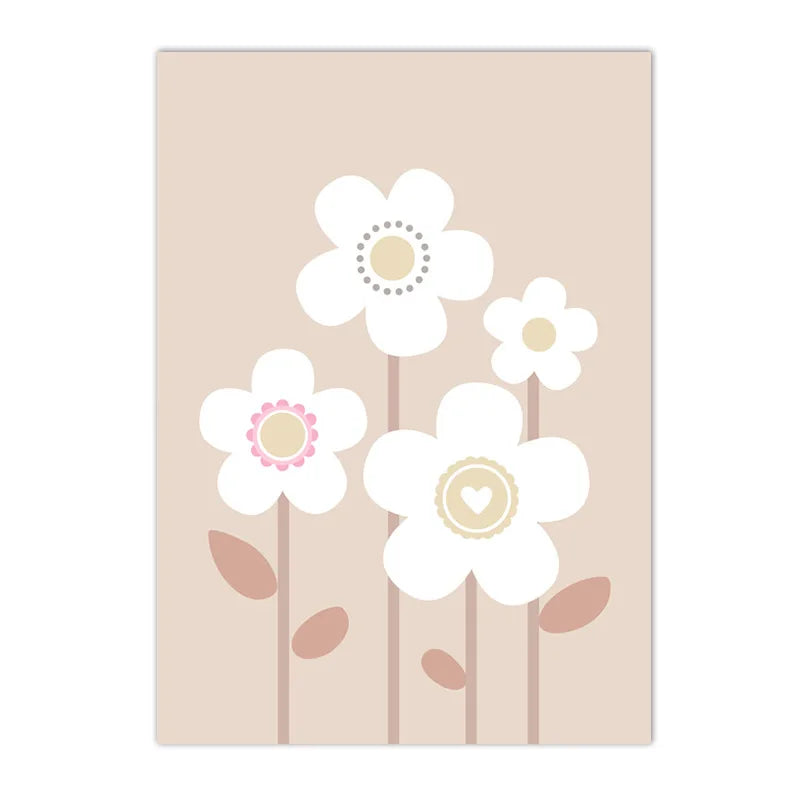 beige cartoon sunflower nursery canvas with custom name