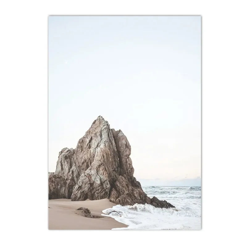 coastal beach with reef and gentle sea waves Nordic canvas wall art