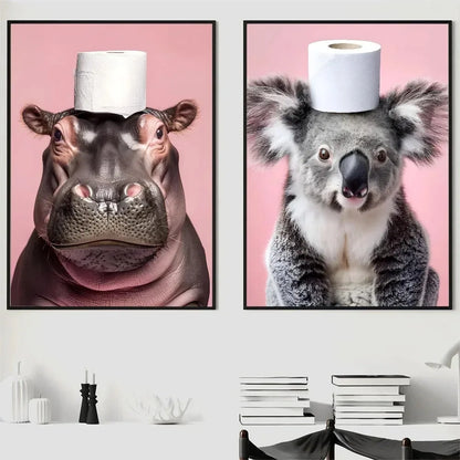 Cute Animals Toilet Paper Canvas