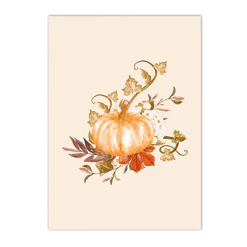 hello fall pumpkin and autumn leaves seasonal canvas