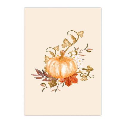 hello fall pumpkin and autumn leaves seasonal canvas