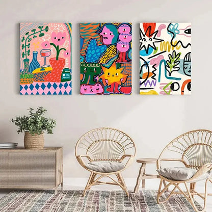 Abstract Colorful Graffiti Cherry Flower Canvas