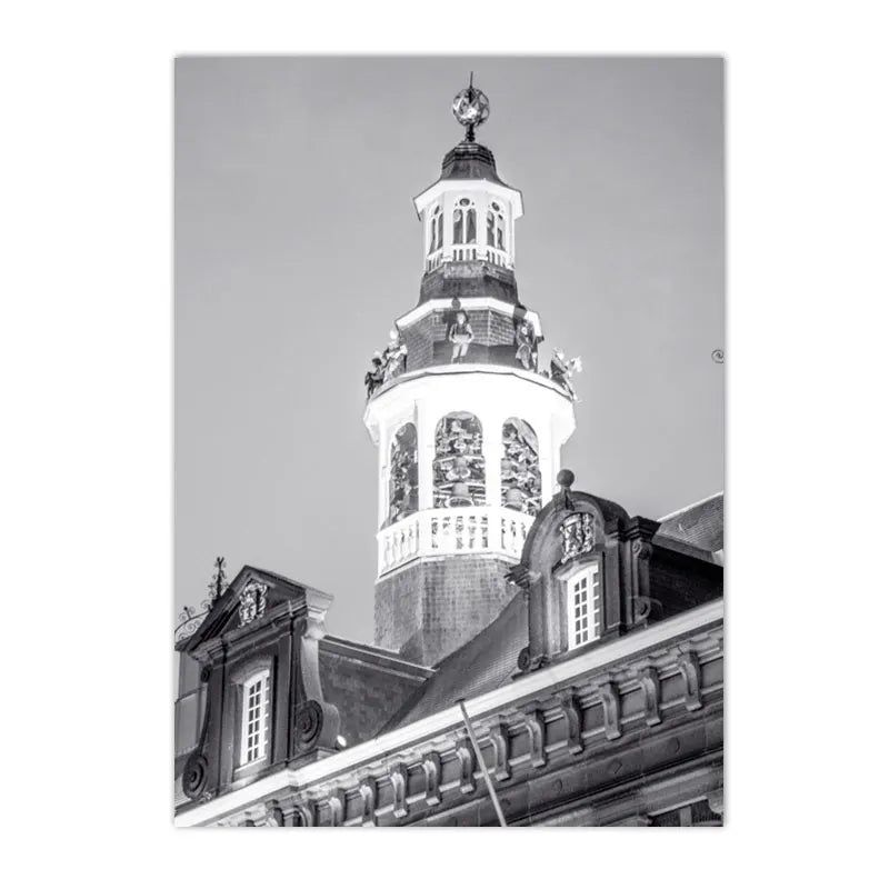 black and white cityscapes of new york and paris with bridges on canvas