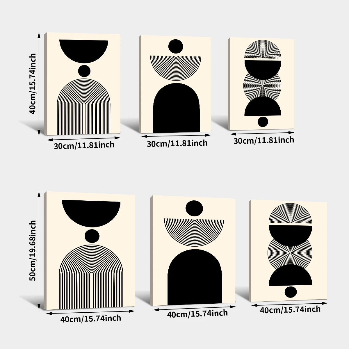 Scandinavian Abstract Geometric Canvas - Set Of 3