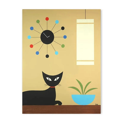 Colourful Black Cat Scenery Abstract Canvas