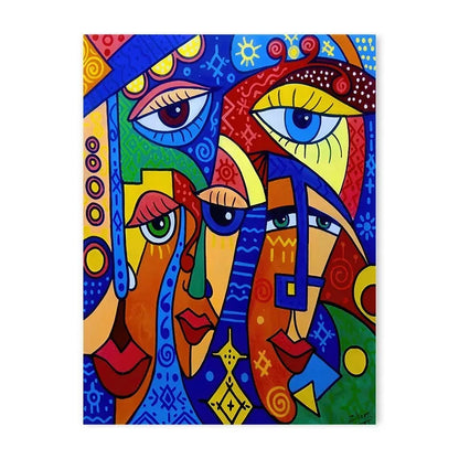 Geometric colour-block human face abstract canvas wall art