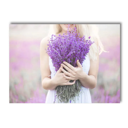 lavender dreamscape canvas with tree blossoms flower girl door bike and car