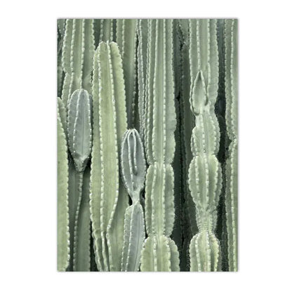 botanical canvas with succulents cactus and green leaves