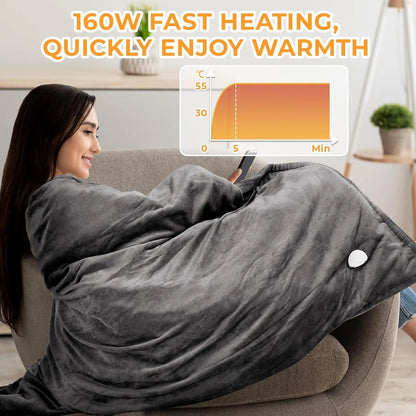 Electric Flannel Heating Blanket with Timer & Overheat Protection