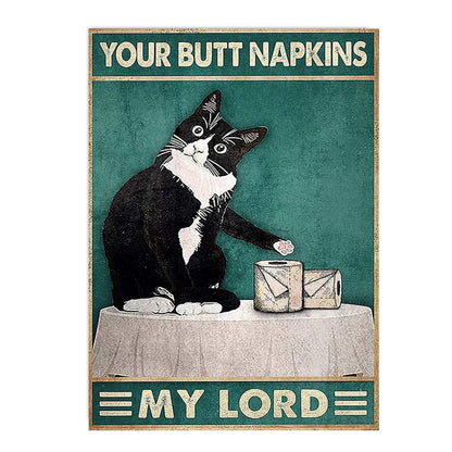 funny black cat are you pooping bathroom canvas sign