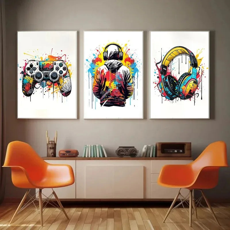 Abstract Colourful Graffiti Gaming Canvas