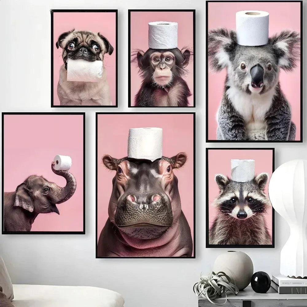 Cute Animals Toilet Paper Canvas
