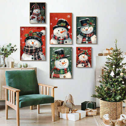 Christmas canvas with polar bear, Santa and snowman