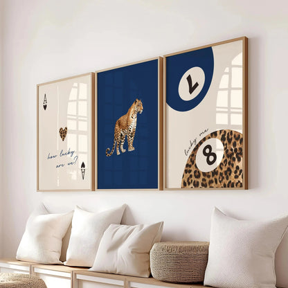 Vintage Leopard & Cheetah Canvas Print - Set Of 3