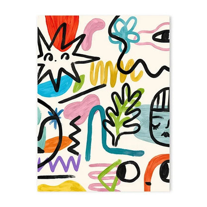 Abstract Colorful Graffiti Cherry Flower Canvas