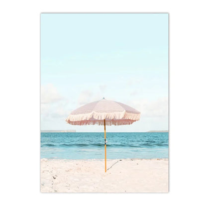 swan with surfboard under coconut tree tropical beach canvas wall art