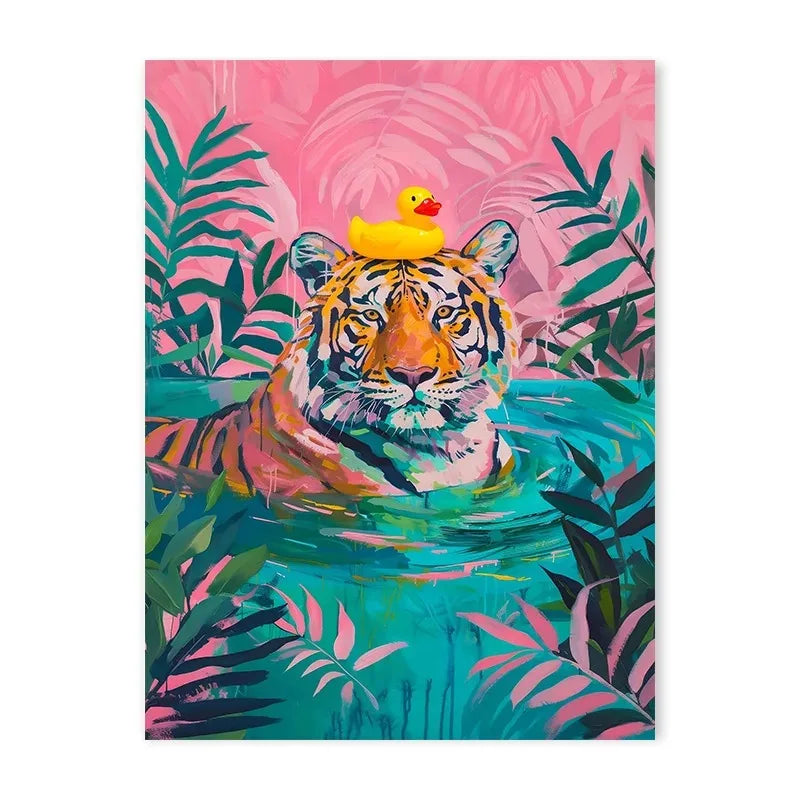 Colorful Bathtub Animals Canvas Print