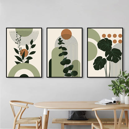 Abstract Geometric Shape & Leaves Canvas