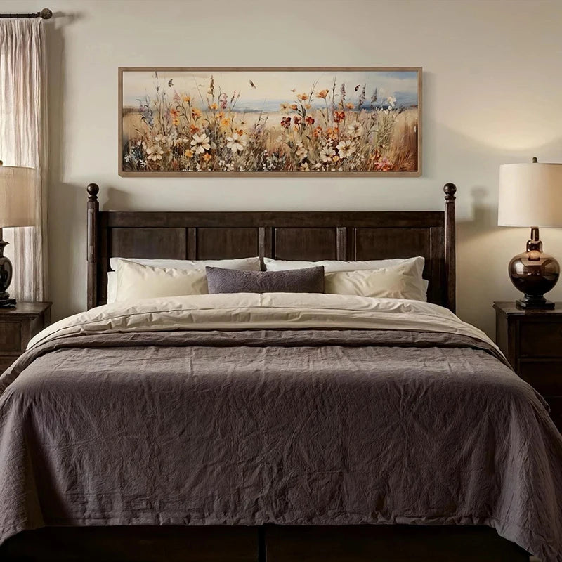 retro rustic wildflowers field farmhouse boho canvas