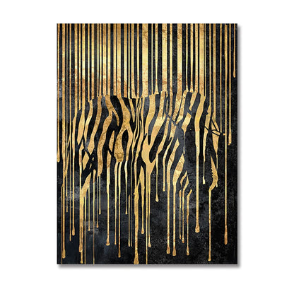 Abstract Gold Line Animals Canvas