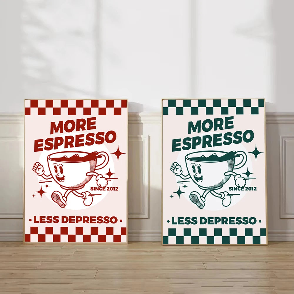 more espresso less depresso coffee quote kitchen canvas