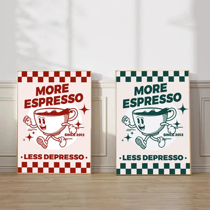 more espresso less depresso coffee quote kitchen canvas