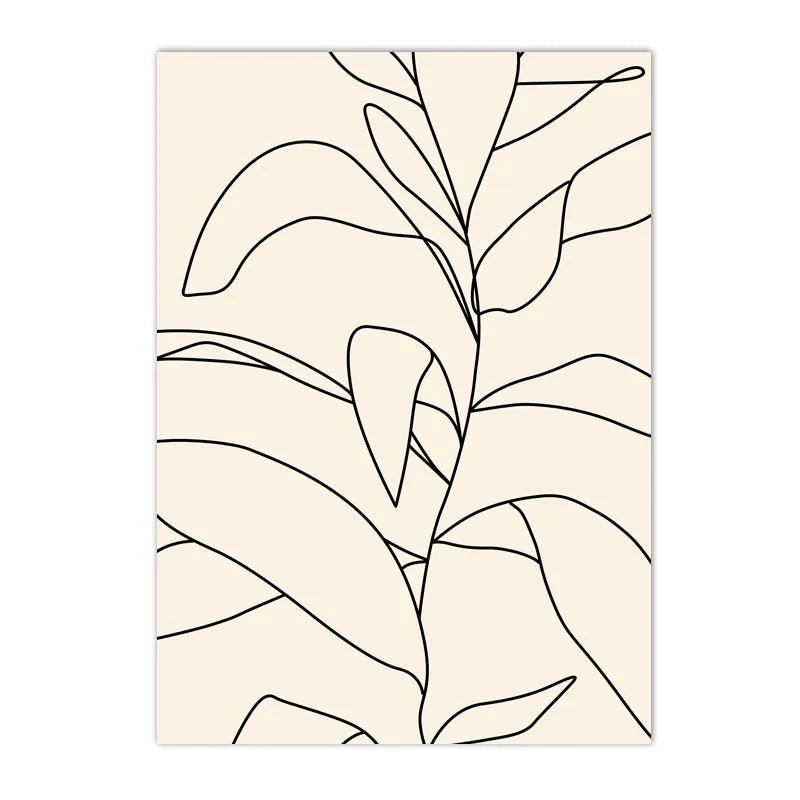 minimalist line drawing of a daisy botanical canvas