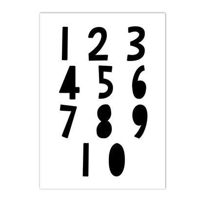 black and white canvas with arrows alphabet and numbers for kids room