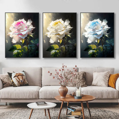 Modern Rose Canvas - Set Of 3